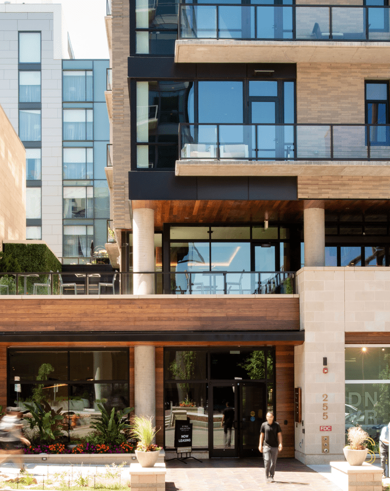Storefronts and apartments