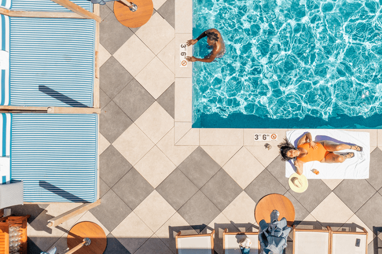 People swimming in a pool