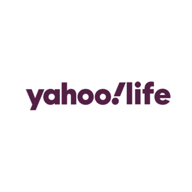 Yahoo Life logo in purple against a black background.